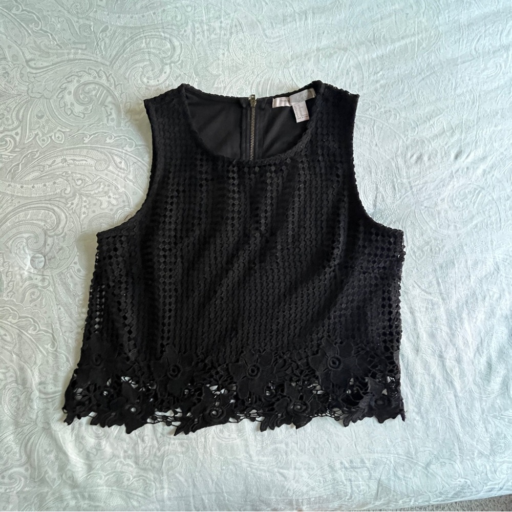 Forever 21 Black Crochet Lace Tank Top